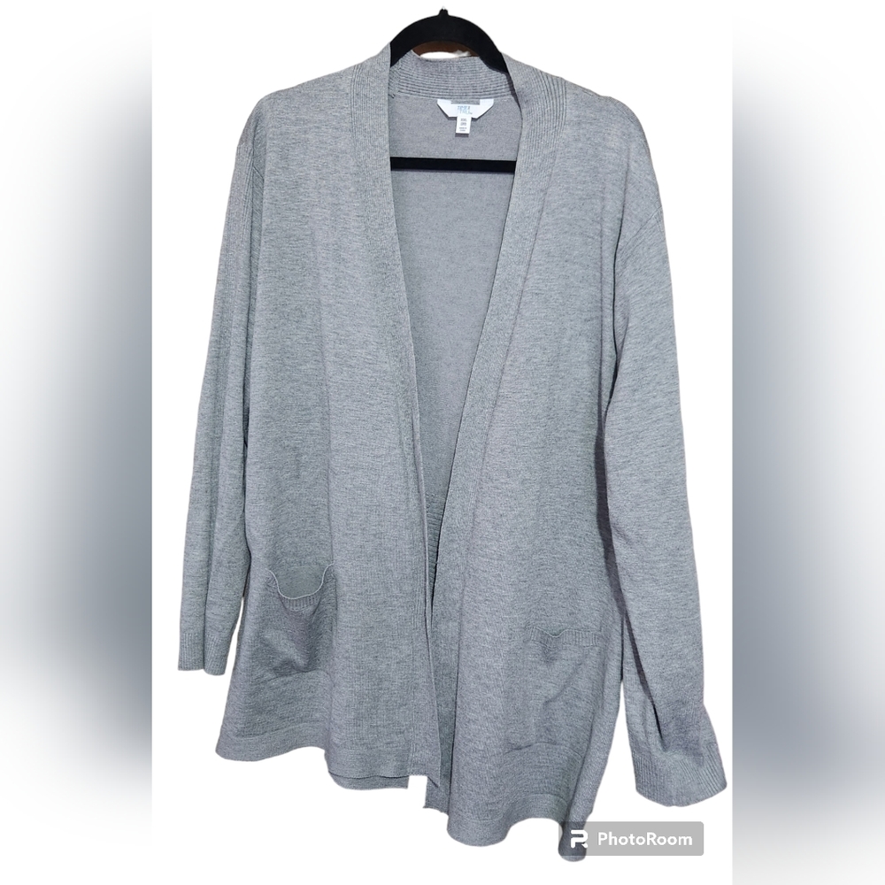 Gray Open Front Long Cardigan, sz 20